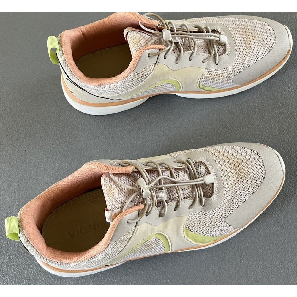 Vionic Olessa Womens Sneakers Sz 10 Cream Apricot Mesh Walking Shoes Orthotic